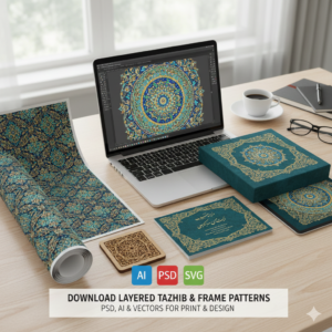 طرح اسلیمی دور قاب آماده چاپ