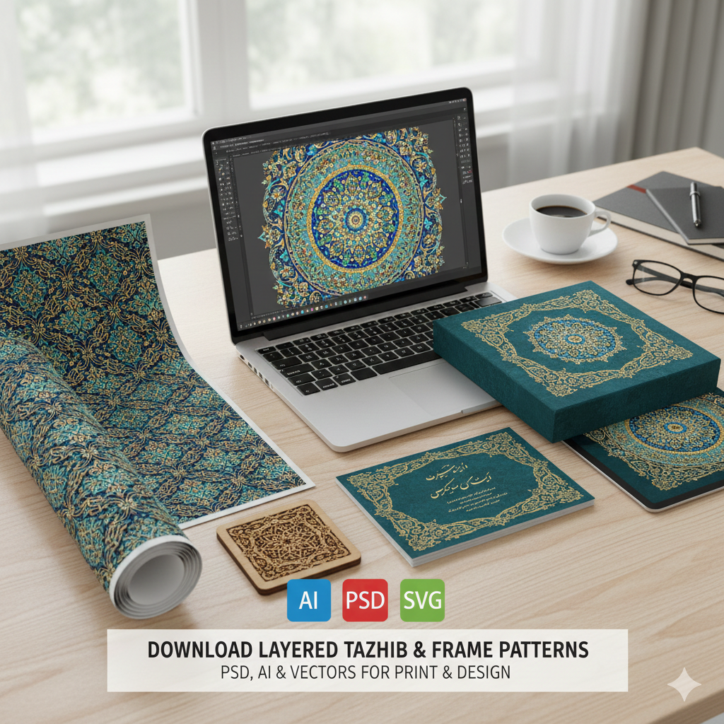 دانلود طرح اسلیمی لایه باز | مرجع کامل نقوش اسلیمی+کاربردی